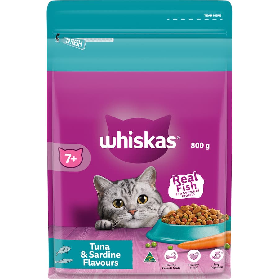 Whiskas Senior Dry Cat Food Tuna & Sardine 7+ Bag 800g