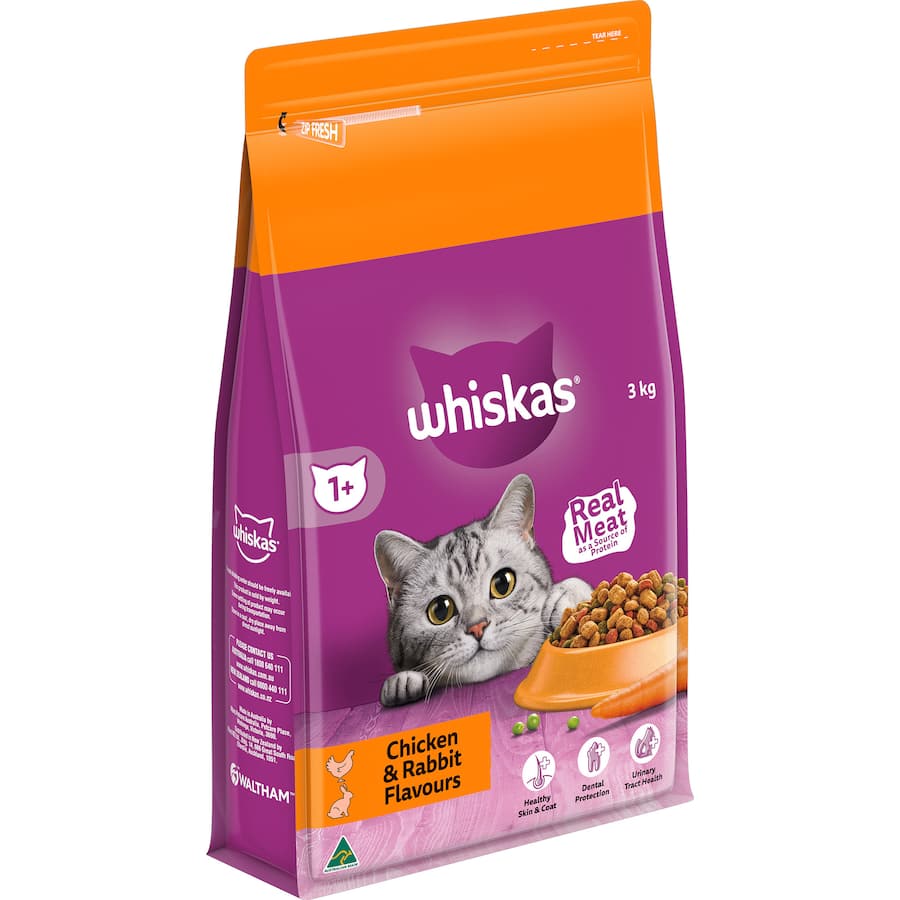 Whiskas Dry Cat Food Chicken & Rabbit Bag 3kg
