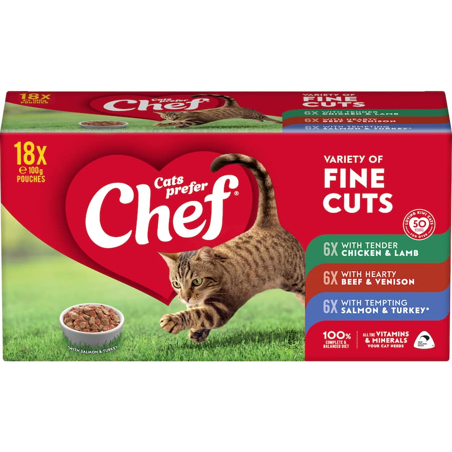 Chef Classic Wet Cat Food Mixed Fine Cut Selection Pouch 18x100g