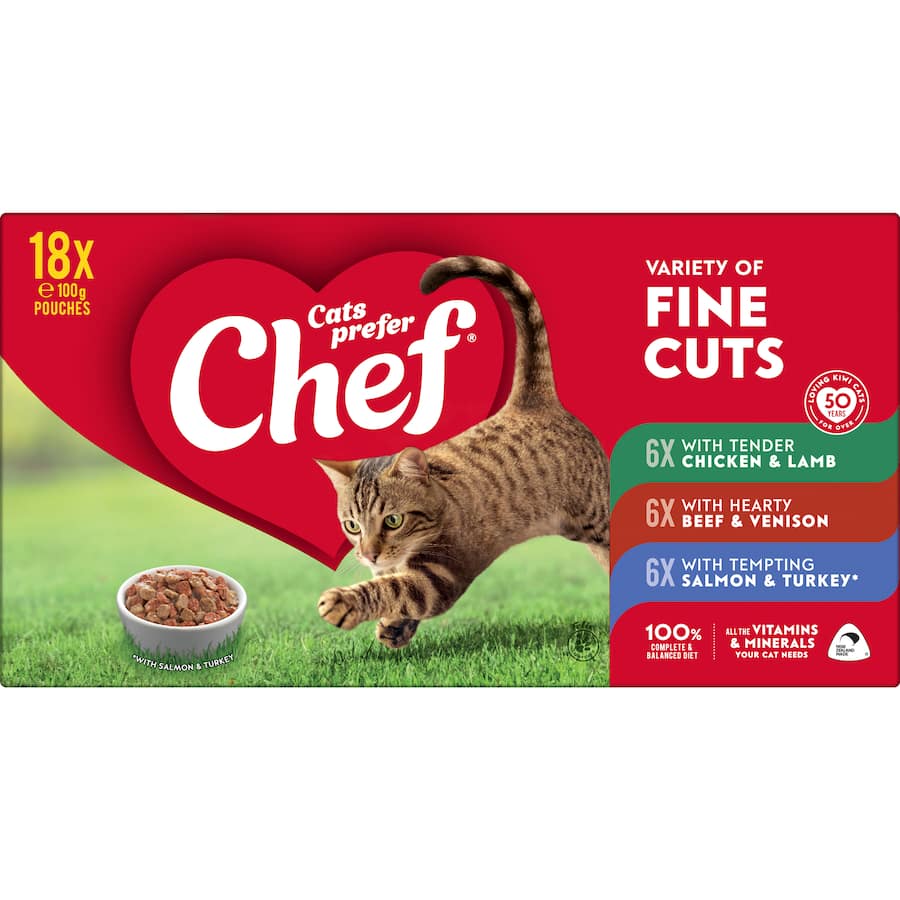 Chef Classic Wet Cat Food Mixed Fine Cut Selection Pouch 18x100g