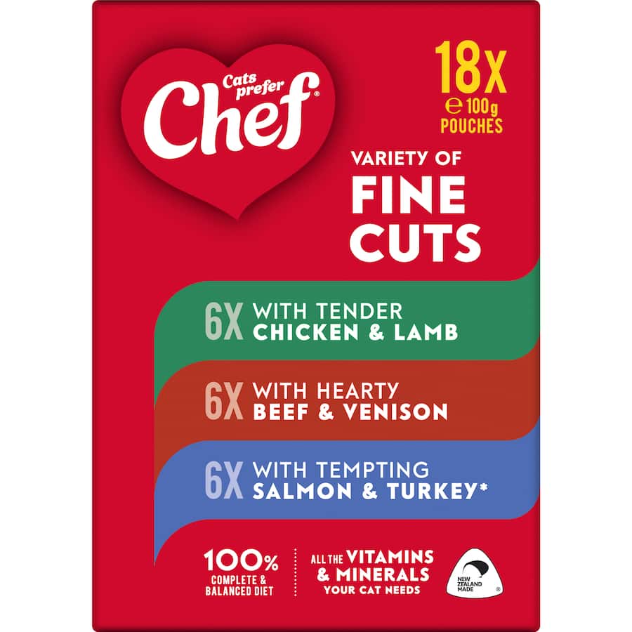 Chef Classic Wet Cat Food Mixed Fine Cut Selection Pouch 18x100g