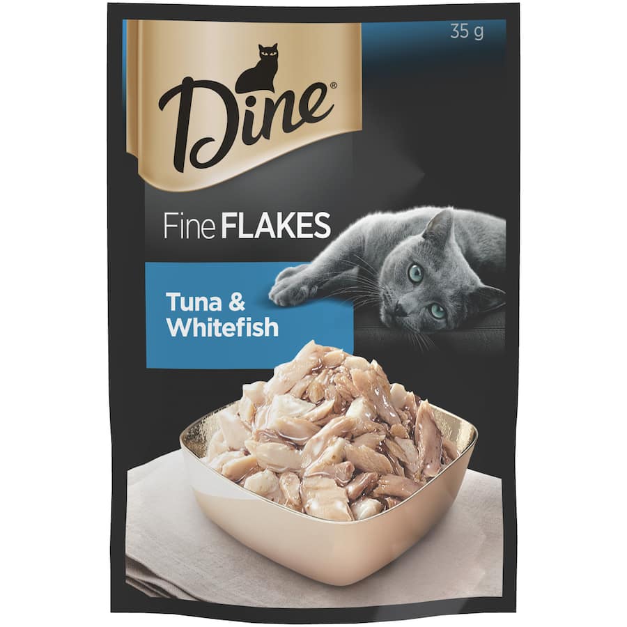 Dine Fine Flakes Wet Cat Food Tuna & Whitefish Pouch 35g