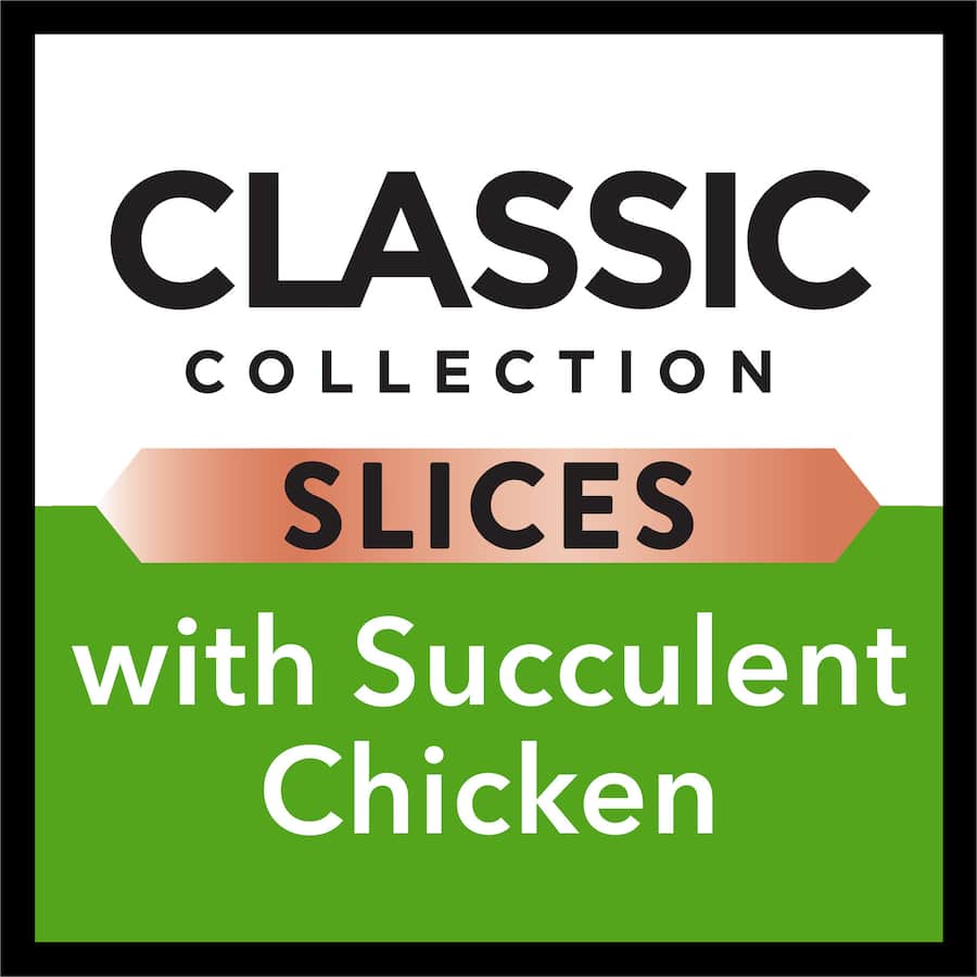 Tender sliced chicken in savory gravy, designed to delight cats with premium nutrition and irresistible flavor.
