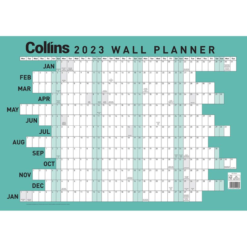 Collins Wallplanner A2 Laminated Odd Year