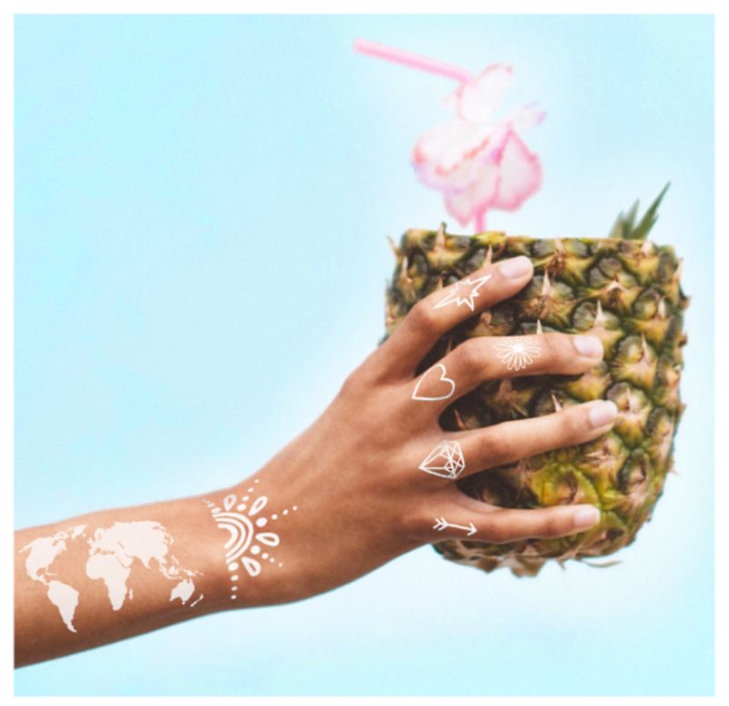 Inked Temporary Tattoos - White Out Pack featuring minimalist designs, vegan ink, and easy application for stylish self-expression.