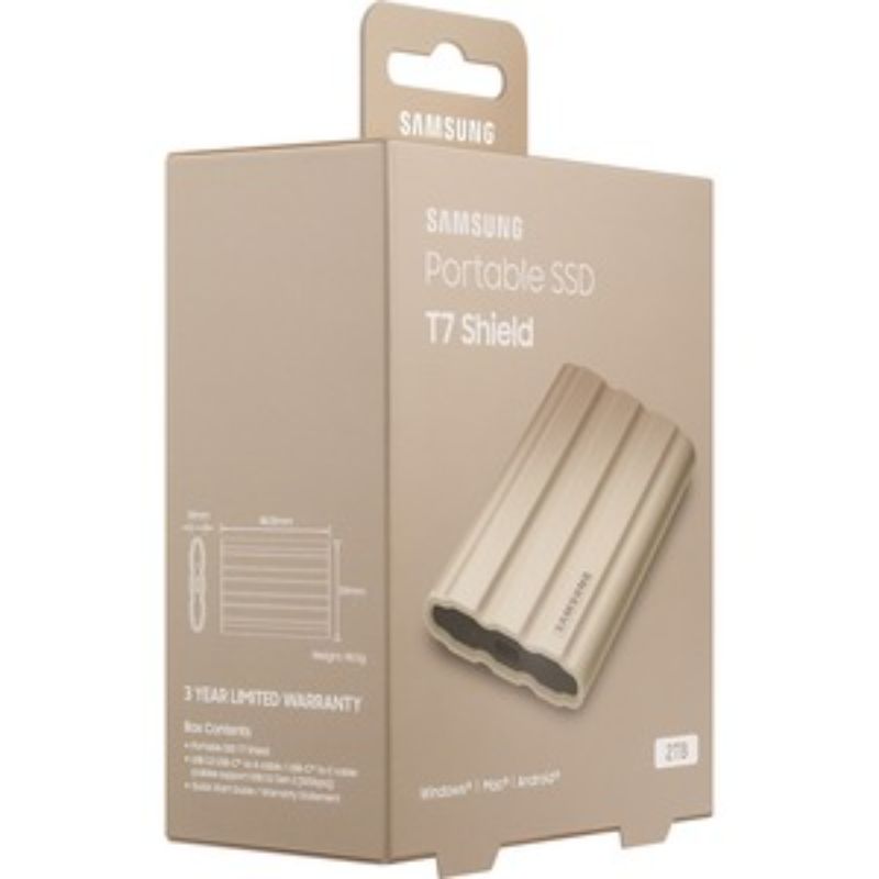 Samsung T7 MU-PE2T0K/WW 2 TB Portable Rugged Solid State Drive - External - Moon