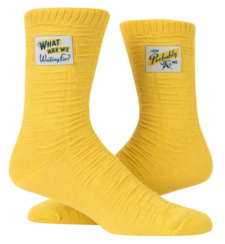 Blue Q Tag Socks - What are we waiting for Small/Medium