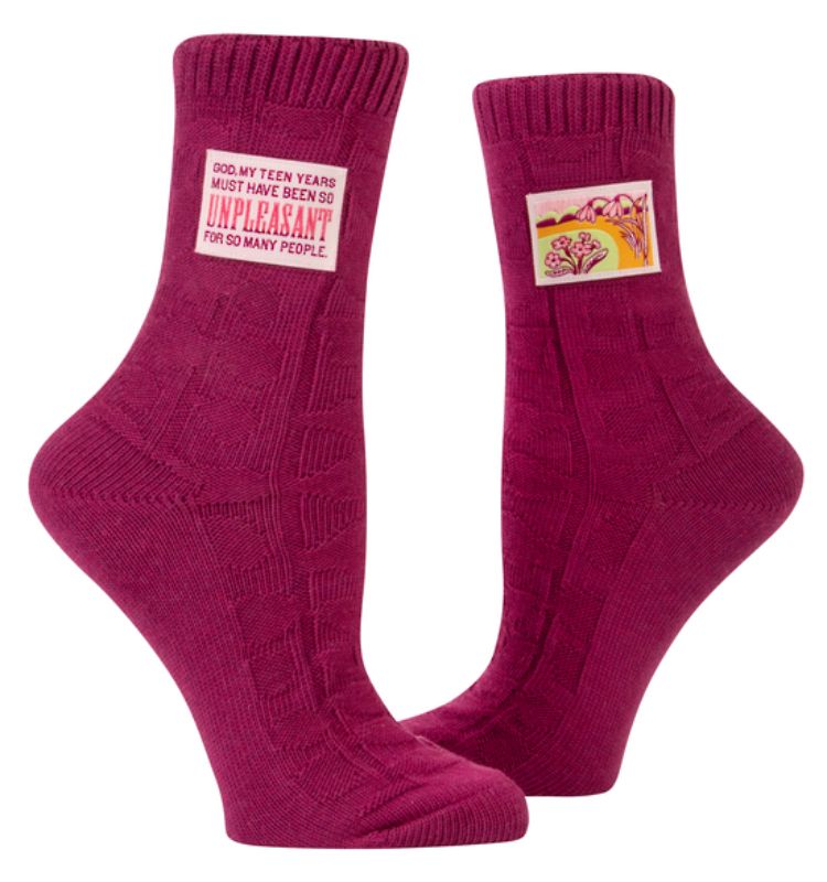 Blue Q Tag Socks - God My Teen Years Small/Medium