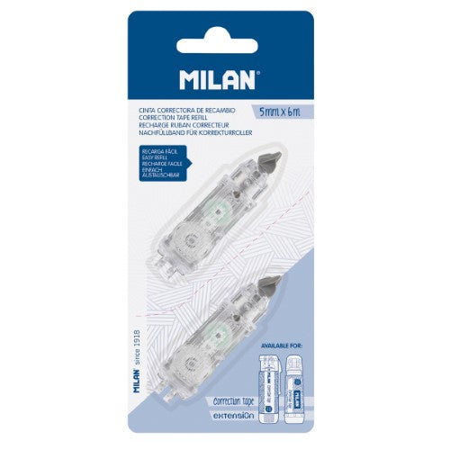Milan Correction Tape Refill 5mm x 6m 2 Pack