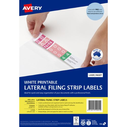 Avery Lateral Filing Labels 4up 100 Sheets 220x42mm L7174