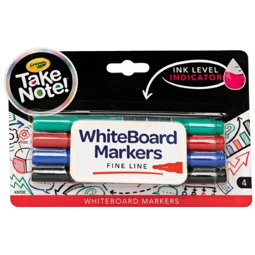 Crayola Take Note Whiteboard Fineline Markers 4Pk