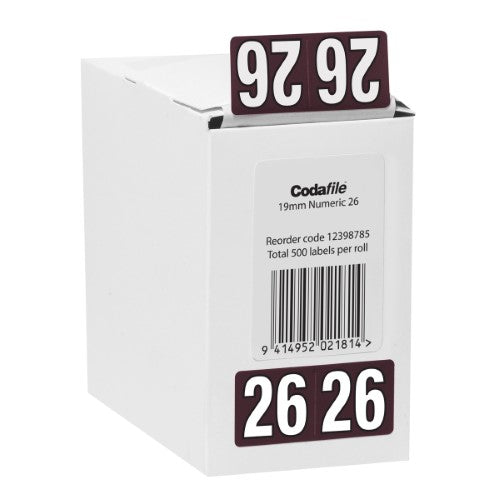 Codafile Label 19mm Year 2026 Roll 500