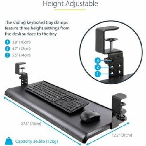 Under-Desk Keyboard Tray - Adjustable Up to 12kg/26.5lb