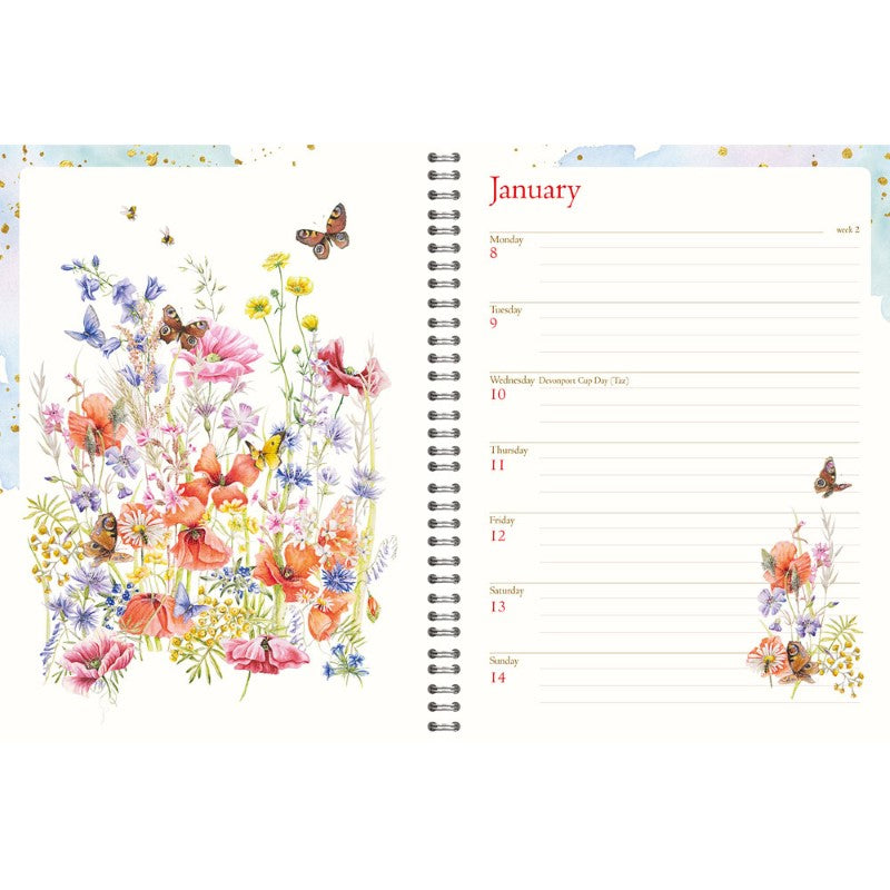 Collins J. Brinkman Flower Series 230x167MM Week To View Wiro Diary Even Year