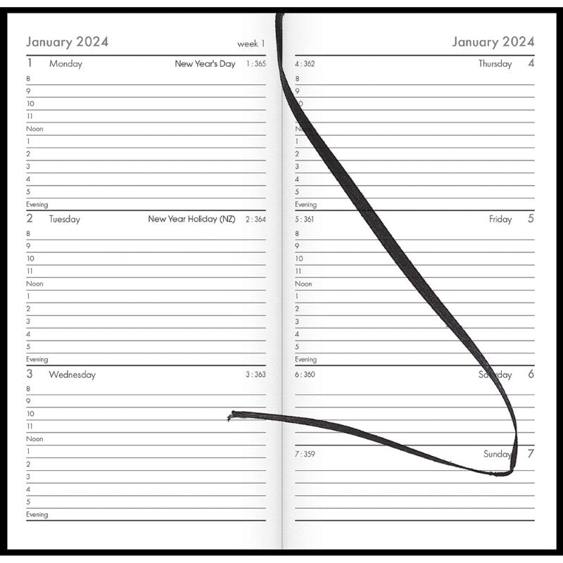 Collins CW3 Appointment Diary Black Even Year