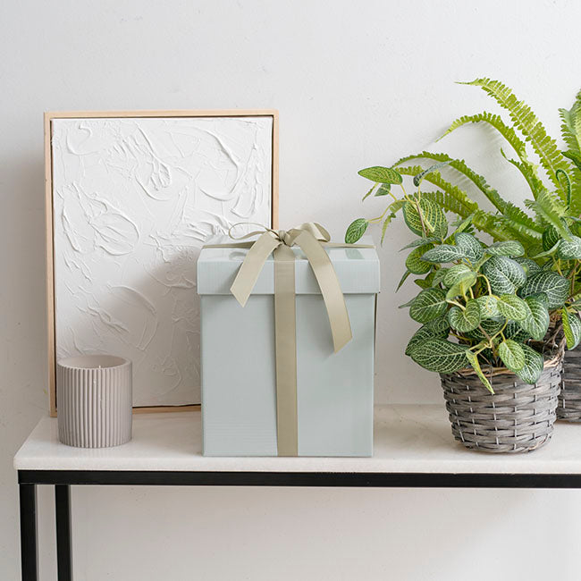 Gift Box with Lid Tall Flat Pack Sage Green (22x22x25cmH)
