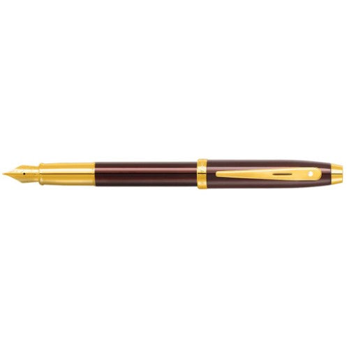 SHEAFFER 100 COFFEE BROWN /GOLD FINE NIB FOUNTAIN PEN