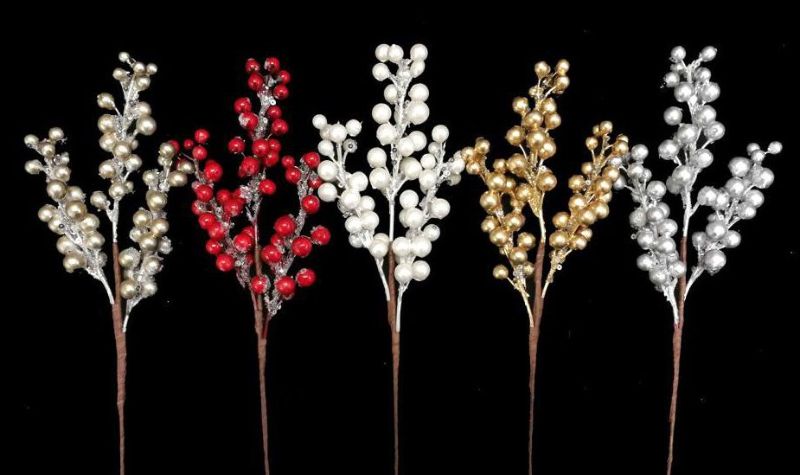 Xmas Berry Spray - Silver (13")