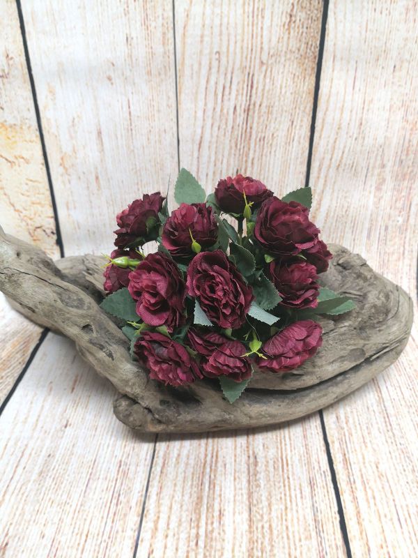 Artificial Sweet Rose Posy (Burgundy)