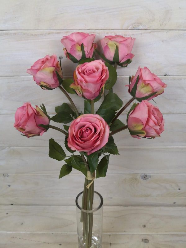 Artificial Rose Bud Bundle X 8 (Mauve Pink)