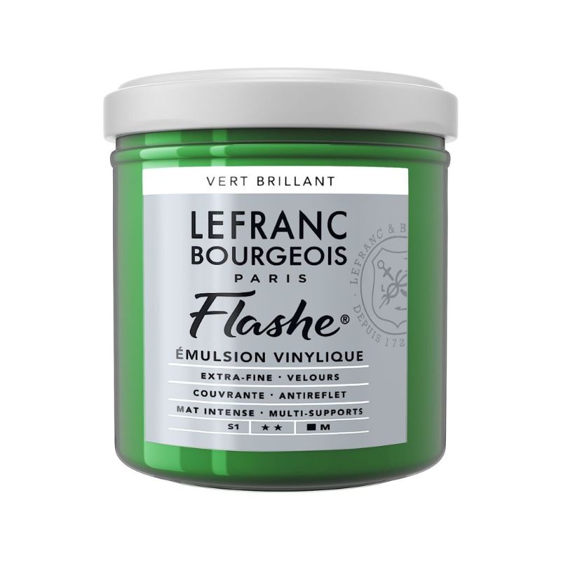 Vibrant Lefranc & Bourgeois Flashe Acrylic Paint 125ml in Brilliant Green 558 S1, ideal for artists and crafters.