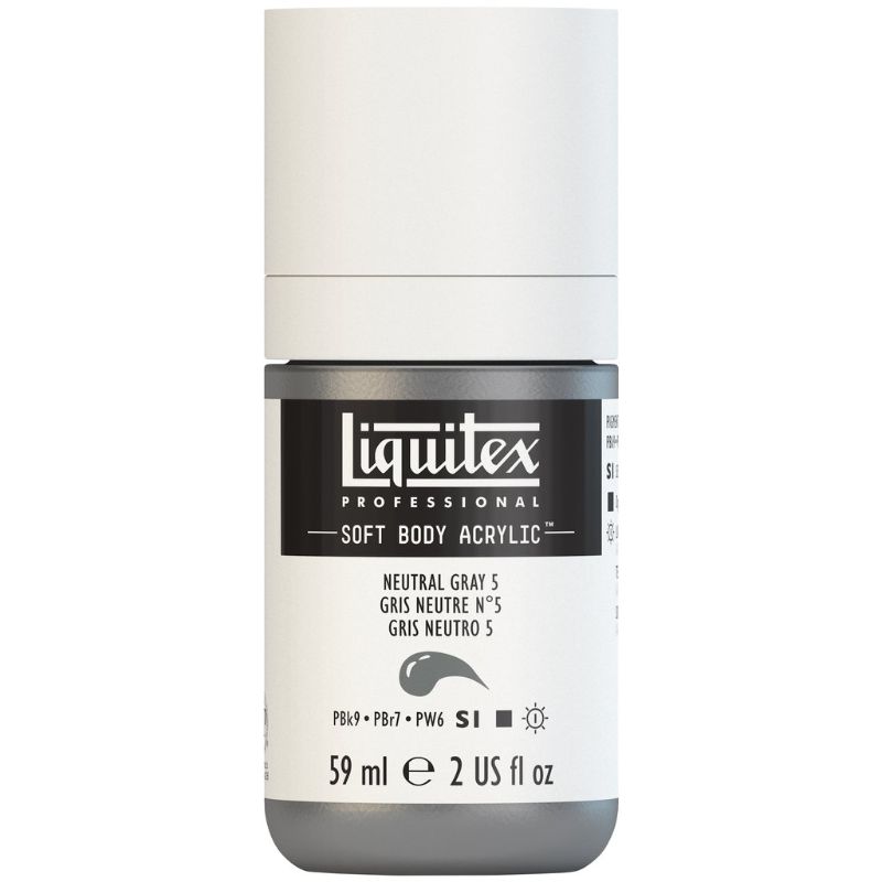LIQUITEX PROFESSIONAL SOFT BODY ACRYLIC PAINT 59ML - NEUTRAL GRAY 5 599 S1