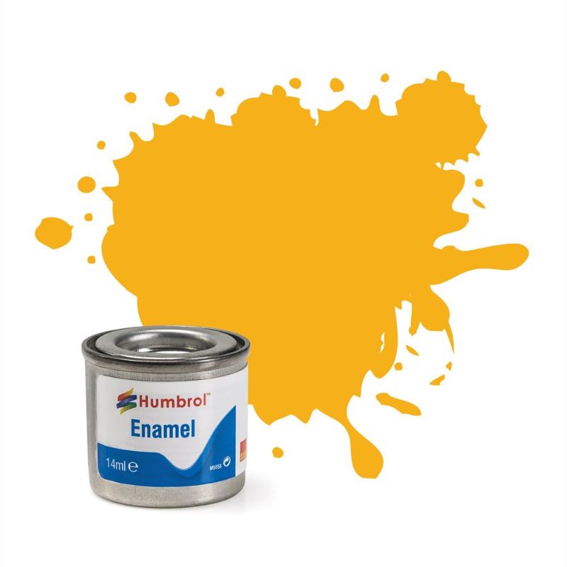 Set of 6 Humbrol Insignia Yellow Matt enamel paint tins, perfect for vibrant finishes on various surfaces.