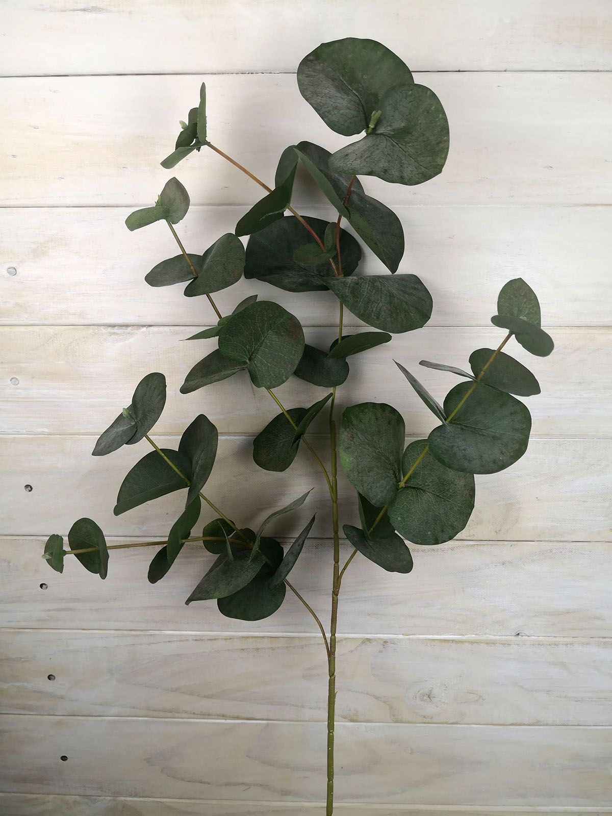 Lifelike large eucalyptus spray in rusty green, perfect for home decor and floral arrangements, measuring 90cm tall.