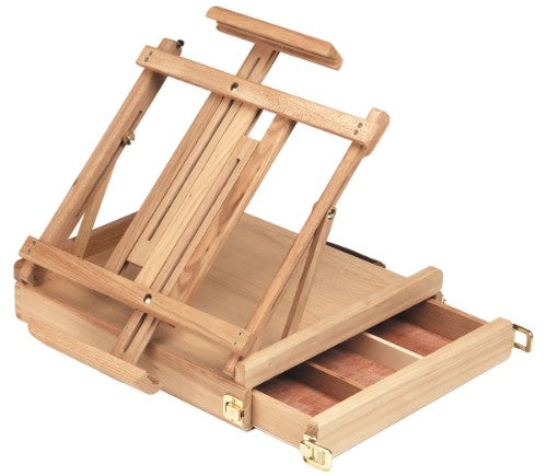 Jasart Box Easel FSC100: portable art easel with storage for tools, holds canvases up to 59cm, made from eco-friendly wood.