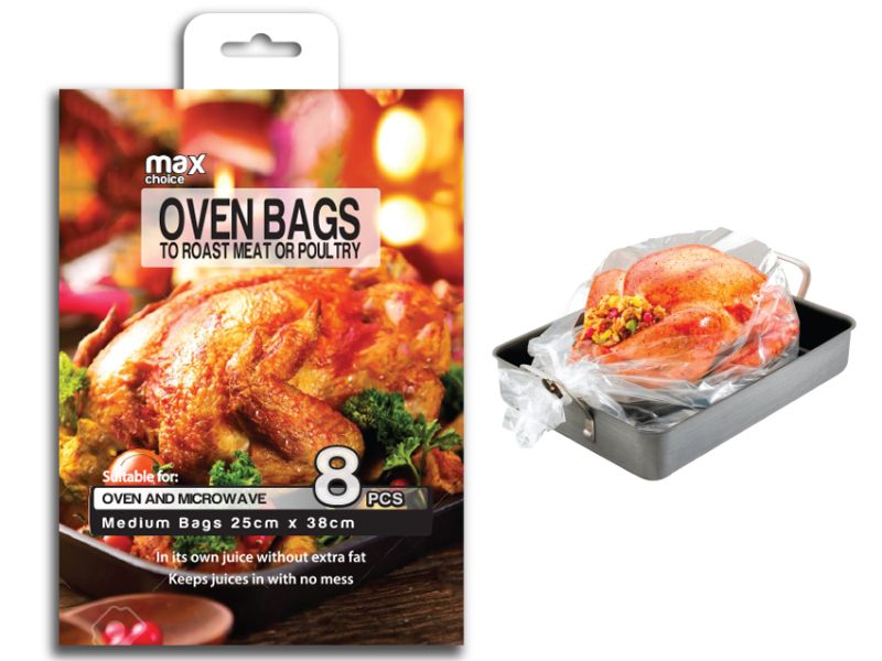 MC Medium oven bags, 250 x 380mm, designed for mess-free roasting of meats and veggies, 192 bags for hassle-free cooking.
