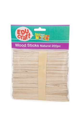 Natural wood sticks pack of 200, ideal for creative crafts and projects, enhancing fine motor skills for all ages.