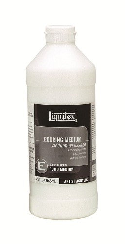 Liquitex Pouring Fluid Effect Medium 946ml for creating stunning fluid art with a glossy finish and smooth pourable consistency.