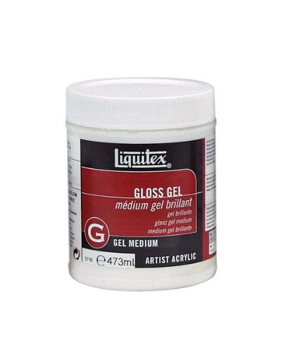 Liquitex Gloss Gel Mediums - 473ml, a clear gel medium for enhancing acrylic paints and achieving a glossy finish.
