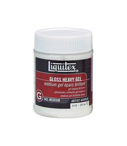 Liquitex Gloss Heavy Gel Mediums in 237ml, offering thick texture, excellent adhesion, and water-resistant durability for artists.