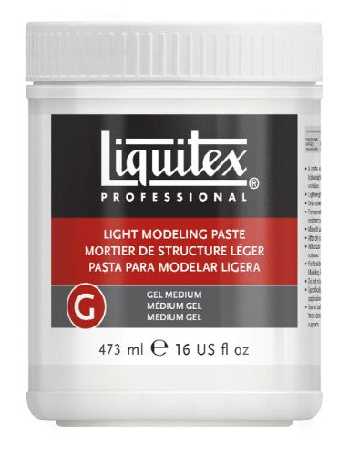 Liquitex Light Modelling Paste Gel Medium in a 473ml jar, ideal for adding texture and dimension to various art projects.