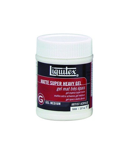 Liquitex Matte Super Heavy Gel Medium in 237ml pot, featuring a thick, flexible formula for rich texture and non-yellowing finish.
