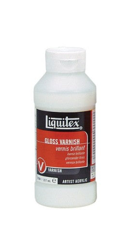 Glossy 237ml Liquitex acrylic varnish enhances and protects artwork with a durable, high-shine finish against UV damage.