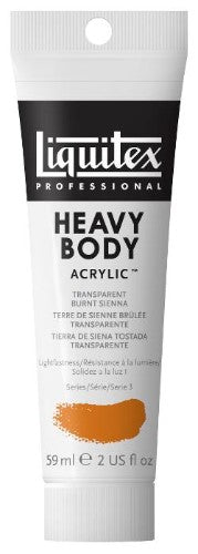 Liquitex Heavy Body Acrylic 59ml in Burnt Sienna Transparent, a thick, durable paint ideal for textured, vibrant artwork.