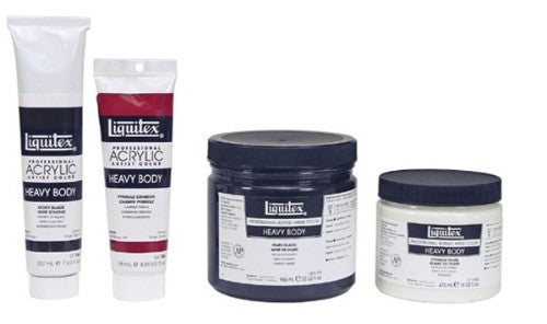 Liquitex Heavy Body Acrylic in Titanium White, 946ml jar, showcasing its thick buttery texture for vibrant acrylic painting.