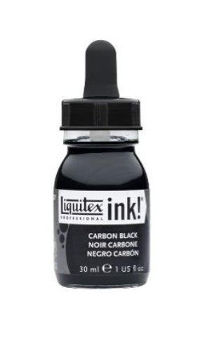 Liquitex Acrylic Inks Carbon Black 337 30ml: Premium, fluid ink for vibrant, permanent artwork with super-fine pigments.