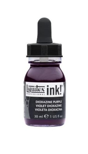 Liquitex Acrylic Ink in Dioxazine Purple 186, 30ml bottle; vibrant, fast-drying, versatile for watercolor and stamping techniques.