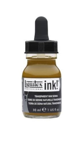 Liquitex Acrylic Inks in Transparent Raw Sienna 332 (30ml) - vibrant, transparent pigment ideal for various artistic techniques.