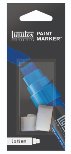 Wide Nib Pack for Liquitex Markers, featuring 3 premium chisel nibs for bold lines and dynamic strokes in various art projects.