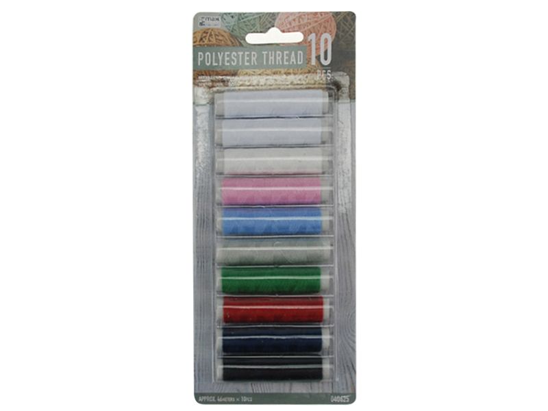 High-quality polyester thread in vibrant colors, 46m per spool, perfect for various sewing projects, sold in 12 packs.