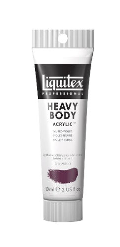 Liquitex Heavy Body Acrylic in Muted Collection Violet, showcasing rich color, thick consistency, and excellent impasto properties.
