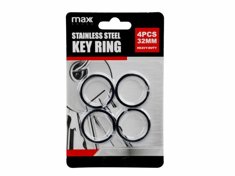 Stainless steel key rings 32mm, pack of 96, durable and sleek for organizing keys and accessories efficiently.