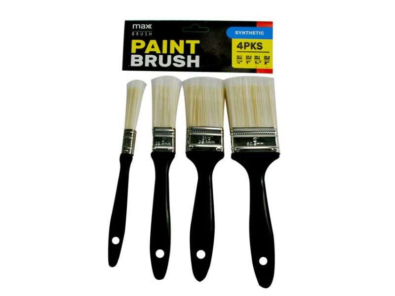Max Brand Synthetic Paint Brush set featuring 24 packs of 4 high-quality brushes, perfect for diverse painting techniques.