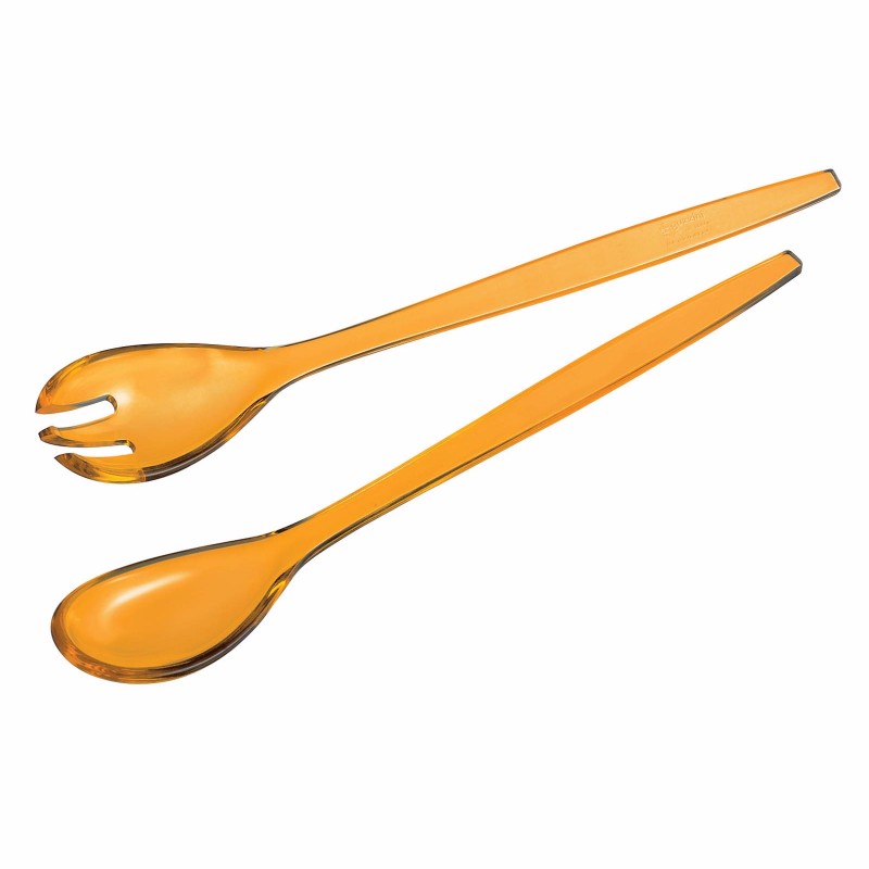 Vibrant orange Guzzini salad servers, 28cm, combining stylish design with practicality for modern dining.