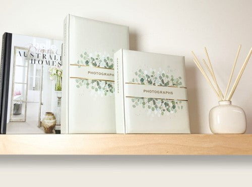 Profile - Spring Leaves Large Slip-In Photo Album with elegant cover, holds 500 photos in protective slip-in pockets.