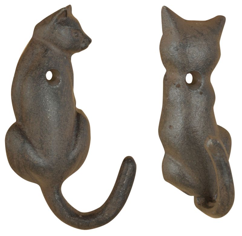 Cast Iron Hook - Cat Tail Assorted 3 x 5 x 10cm (Set of 12 Assorted)